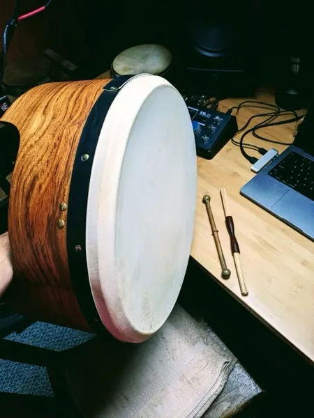 Bodhrán in the cabin studio